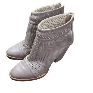 Palazzo Bruciato Perforated Ankle Boots Leather Beige Size 38 ~ 7.5 US